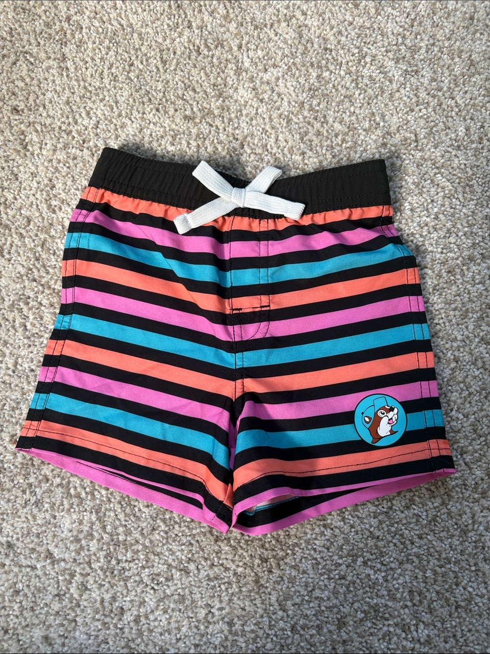 Buccees Striped Multicolor Baby Swim Shorts with Drawstring